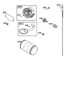 Lubrication Group Diagram and Parts List for 542477-0007-J1 400000 - 699999 Briggs and Stratton Engine